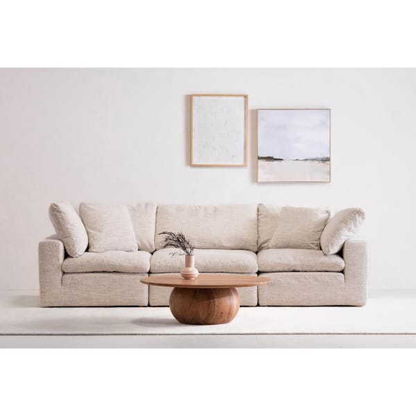 Rigel 133.5 in. 3-Piece Polyester Resist Performance Fabric Modular Sectional Sofa in Coastside Sand