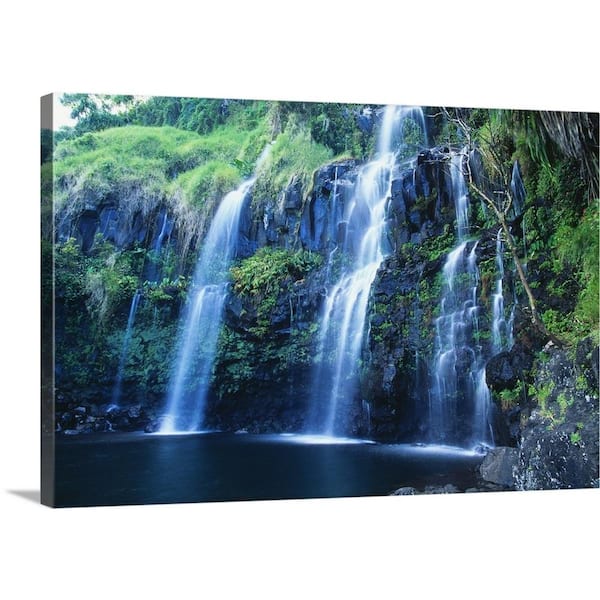 GreatBigCanvas "Hawaii, Maui, Hana Coast, Waterfall Flows Into Blue Pool" by Dave Fleetham Canvas Wall Art