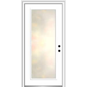 Blanca 32 in. x 80 in. Left-Hand/Inswing Full Lite Satin Glass Painted Brilliant White Fiberglass Prehung Front Door
