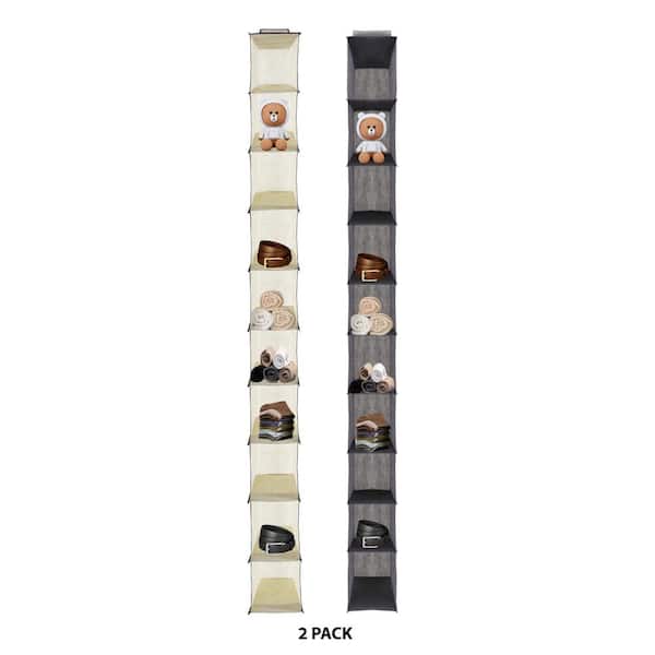 Grey/Beige Hanging Closet Organizer 10-Shelf Closet Hanging Storage Shelves (2-Pack) (10-Layer)
