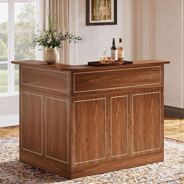 BYBLIGHT Kearsten Dark Brown 44.09 in. H Corner Bar L-Shaped Home