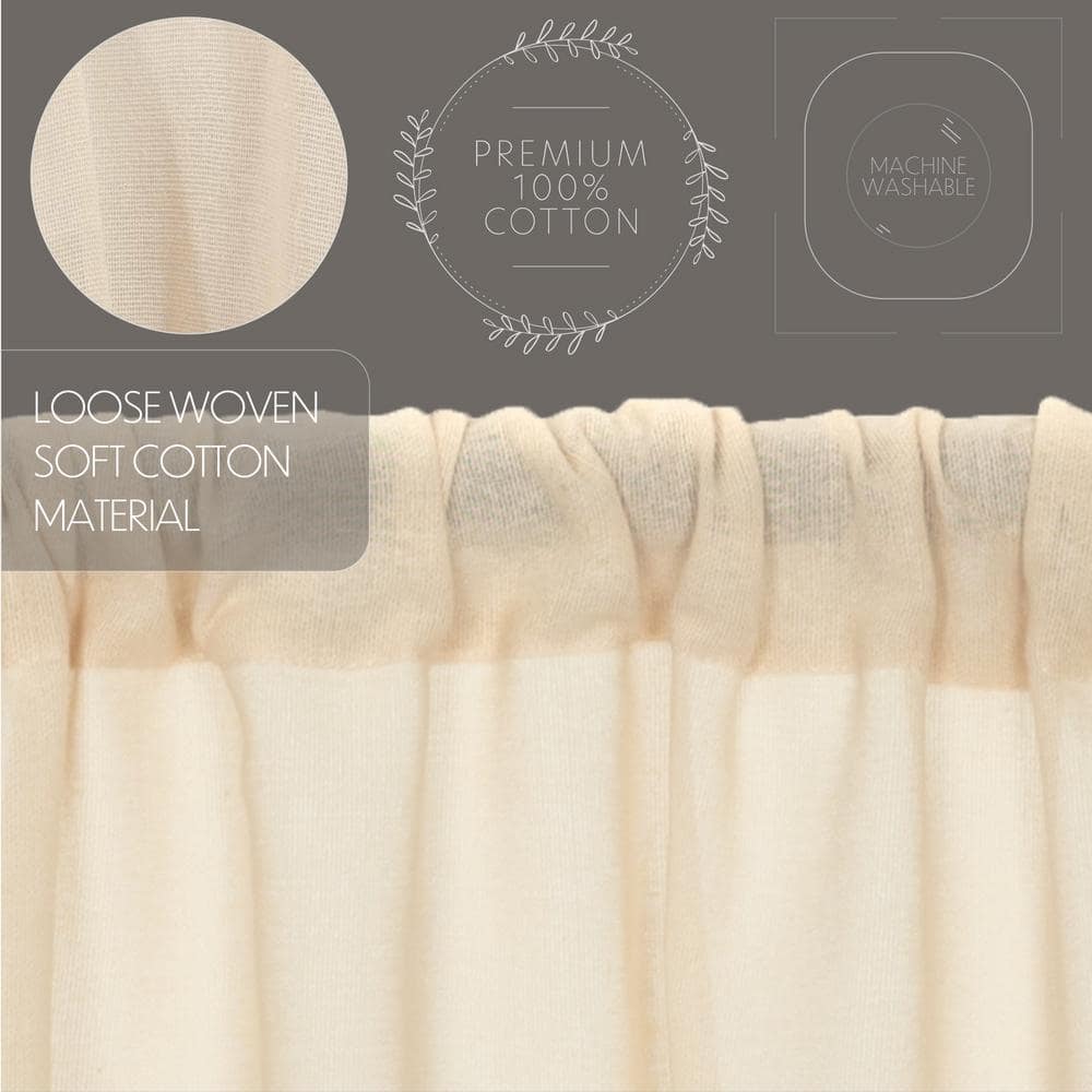 Natural Cream Cotton Sheer Rod Pocket Kitchen Tier Curtains