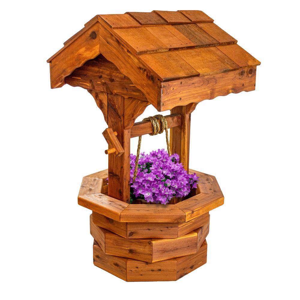 Medium Eastern Cedar Outdoor Decorative Wishing Well Planter