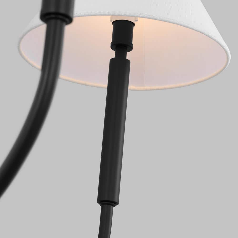 Midnight Black 6-Light Chandelier with White Linen Shades