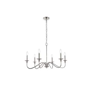Timeless Home Roman 30 in. W x 18 in. H 6-Light Polished Nickel Pendant