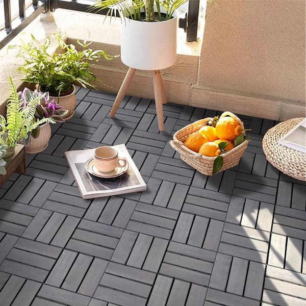 Siavonce 20 PCS Interlocking Deck Tiles Striped Pattern, 12&quot