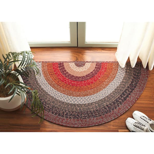 Braided Brown/Rust 2 ft. x 4 ft. Machine Washable Multicolor Striped Specialty Area Rug