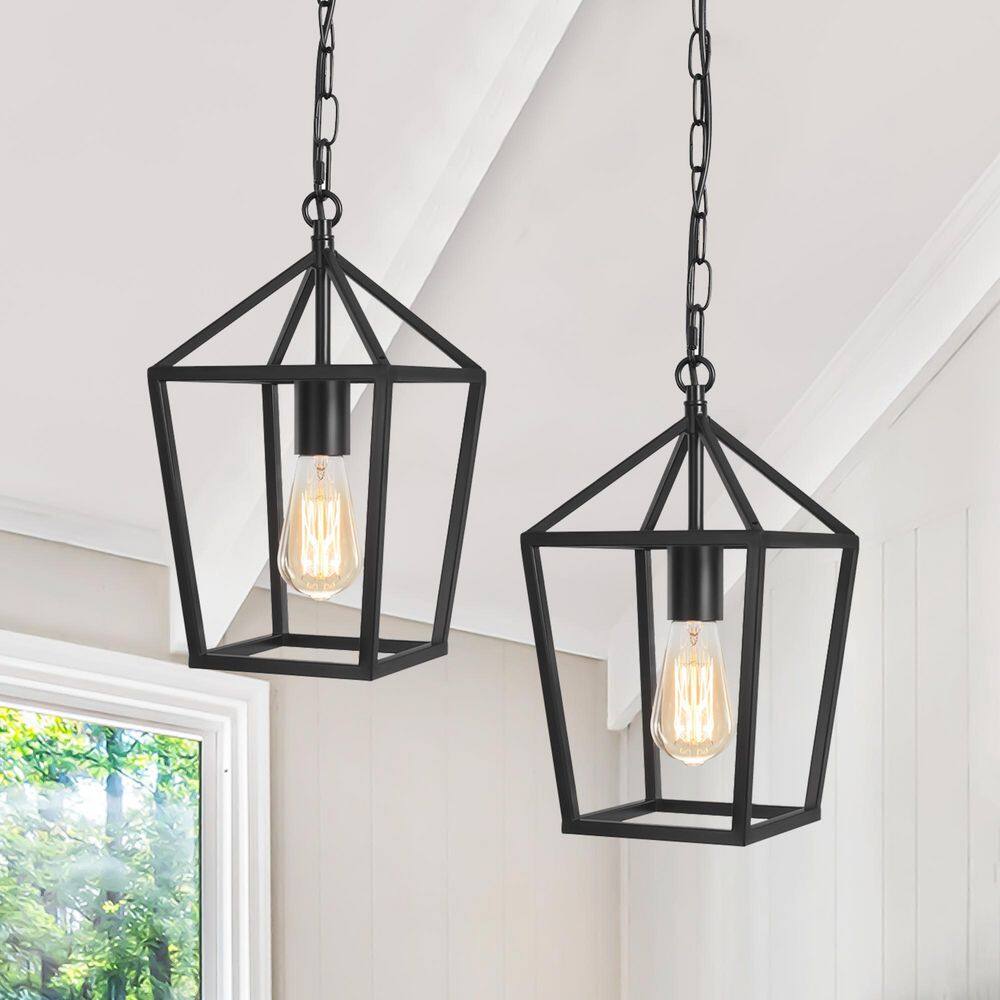 2-Light Black Modern Farmhouse Cage Lantern Pendant Light price history on PriceWatchPro