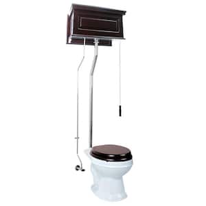 High Tank 2-Piece 1.6 GPF Single Flush Round Bowl Toilet in White with Tank and Chrome Pipe Seat not Included