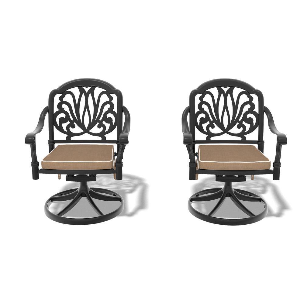 2pcs 100% Aluminum Outdoor Swivel Chairs, Patio Dining Chairs Black Frame w