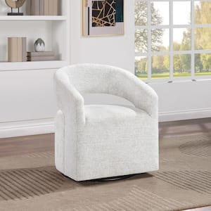 Devin White Speckle Fabric Swivel Chair