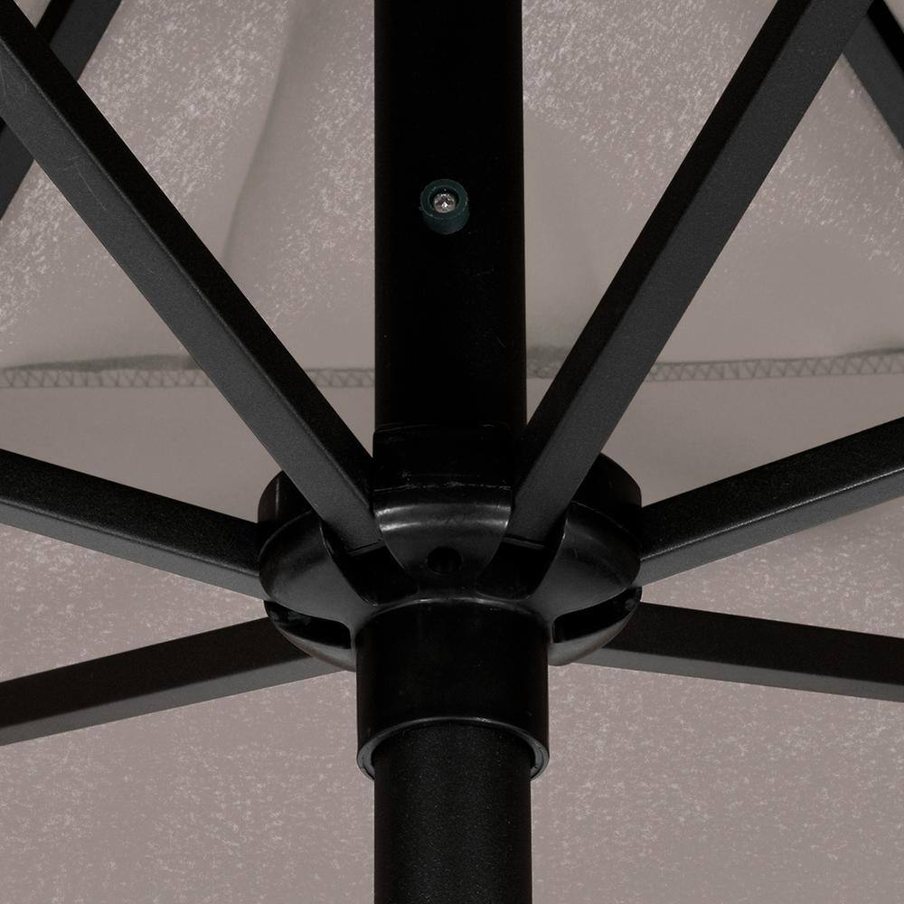 9 ft. Taupe Polyester Market Umbrella with Black Steel Pole