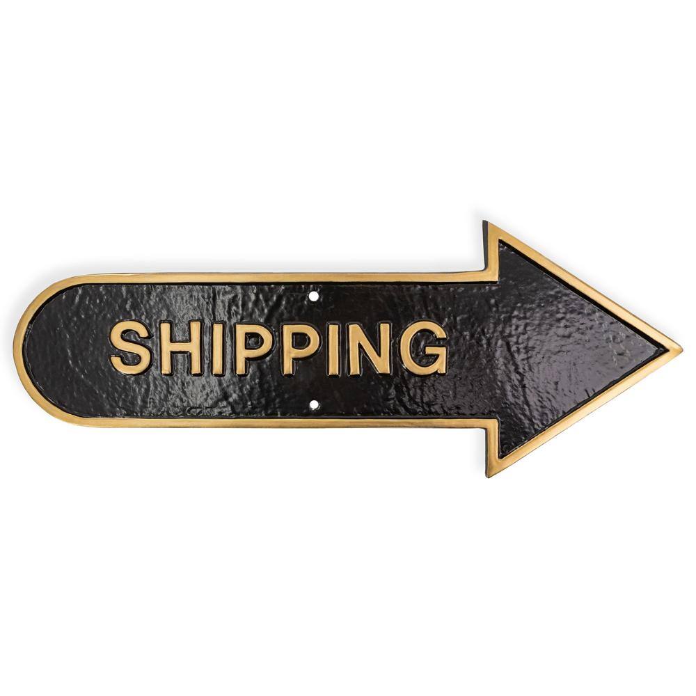6 in. x 15.5 in. Right Arrow Shipping Statement Plaque Sign-Black/Gold price history on PriceWatchPro