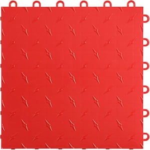12 in. W x 12 in. L Racing Red Diamondtrax Home Modular Polypropylene Flooring (10-Tile/Pack) (10 sq. ft.)