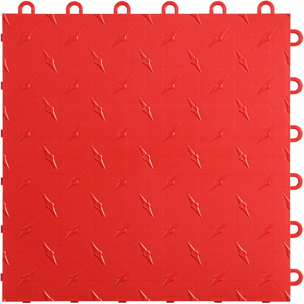 Swisstrax 12 in x 12 in. Racing Red Diamondtrax Home Modular Polypropylene Flooring 50-Tile Pack (50 sq. ft)