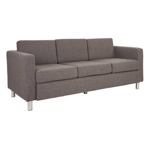 Pacific 72.5 in. Cement Polyester 3-Seater Lawson Sofa with Removable Cushions