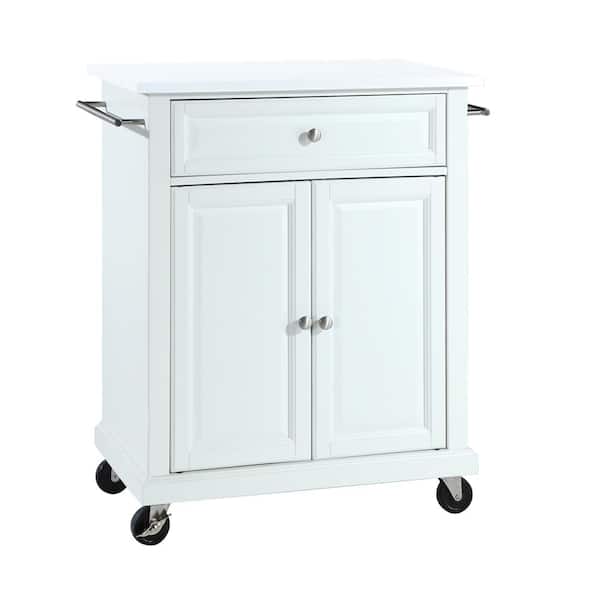 CROSLEY FURNITURE White Portable Kitchen Cart with Granite Top