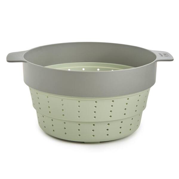 Leo 10 in. Pink and Grey Silicone 2-in-1 Steamer and Strainer Leo 10 in. Pink and Grey Silicone 2-in-1 Steamer and Strainer