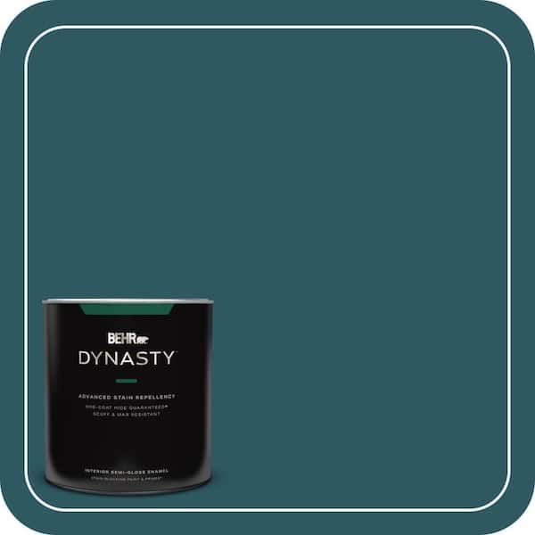 BEHR DYNASTY 1 qt. #QE-47 Petro Blue Semi-Gloss Enamel Interior Stain-Blocking Paint and Primer
