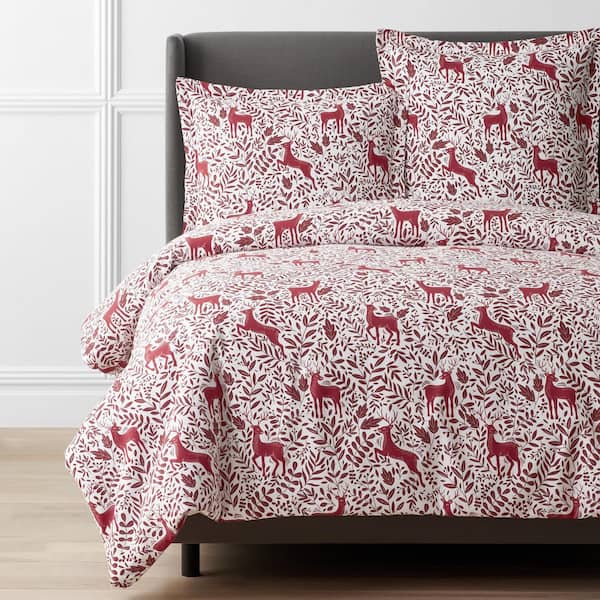 The Company Store Legends Hotel Winter Deer Velvet Flannel Multi Twin Cotton Duvet Cover