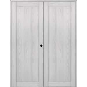 1-Panel Shaker 56 in. x 95.25 in. Left Active Ribeira Ash Wood Composite Double Prehung Interior Door