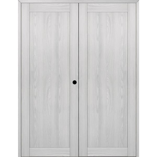Belldinni 1-Panel Shaker 48 in. x 80 in. Left Active Ribeira Ash Wood Composite Double Prehung Interior Door
