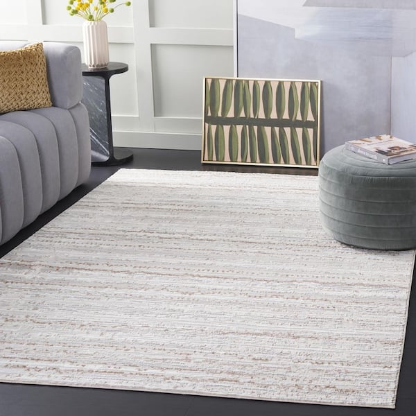 Parker 9 ft. x 12 ft. Taupe/Gold Abstract Stripes Area Rug