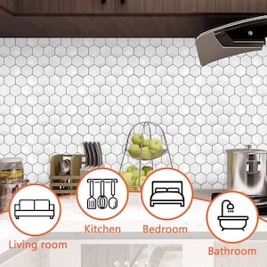 11.8 in. x 11.8 in. Interlocking Mosaic Tile, Vinyl Peel and Stick Backsplash Tiles, 10-Pcs (9.7 sq. ft.)