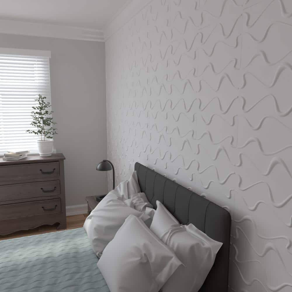 White Textured PVC 3D Decorative Wall Panel 19.63" x 19.63"