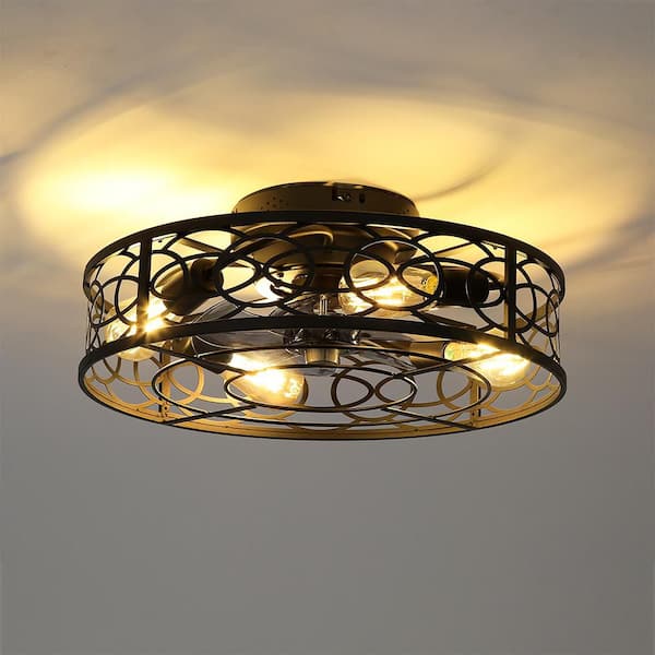 20 in. 4-Light Black Universal No Include E26 Bulb Low Profile Fandelier Ceiling Fan Light Kit