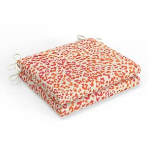 Abstract 18.5 in W x 3 in H Square Outdoor Chair Pad Cushion with Ties 2-Count in Sunny Spot Papaya