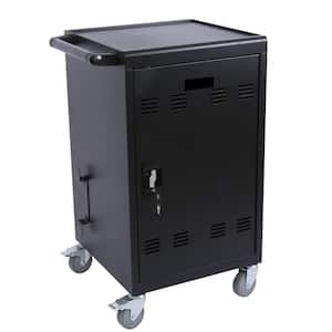 Mobile 3-Tier Steel Portable Charging Cart and Cabinet for Tablets Laptops 30-Device with Wheels