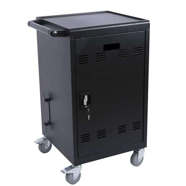 Tidoin Mobile 3-Tier Steel Portable Charging Cart and Cabinet for Tablets Laptops 30-Device with Wheels