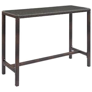 Conduit Wicker Bar Height Outdoor Dining Table in Brown