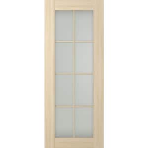 Vona 8-Lite 18 in. x 79,375 in. No Bore Solid Core Frosted Glass Loire Ash Prefinished Composite Wood Interior Door Slab
