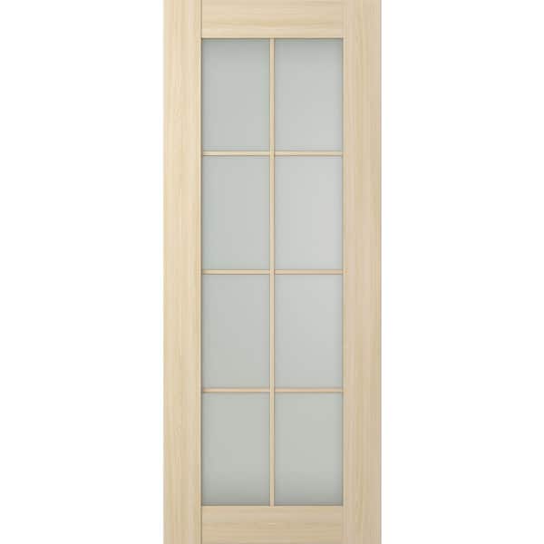 Belldinni Vona 8-Lite 32 in. x 95,25 in. No Bore Solid Core Frosted Glass Loire Ash Prefinished Composite Wood Interior Door Slab