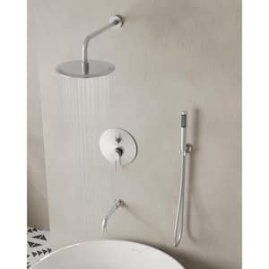 Single Handle 3-Spray Round Tub and Shower Faucet in Brushed Nickel (Valve Included)