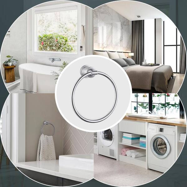 2PCS Wall Mounted Towel Ring in Brushed Nickel