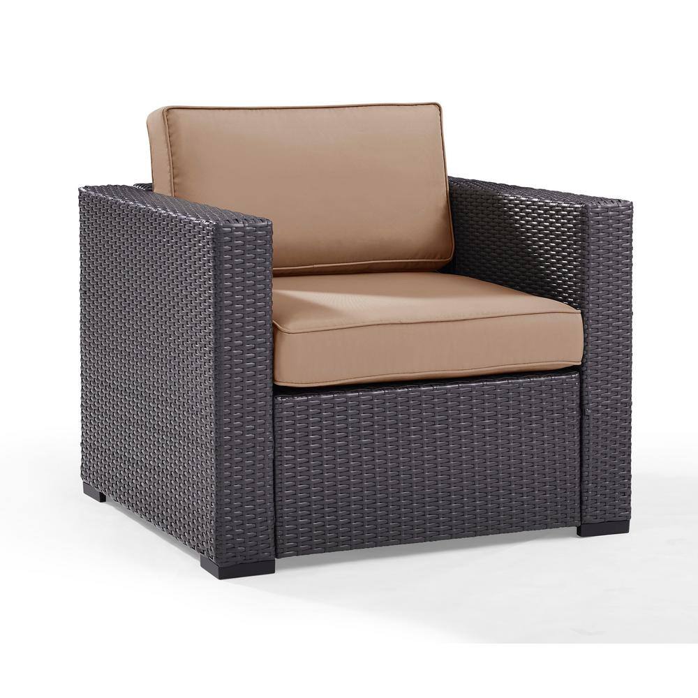 Mocha Brown Outdoor Wicker Armchair with Cushions