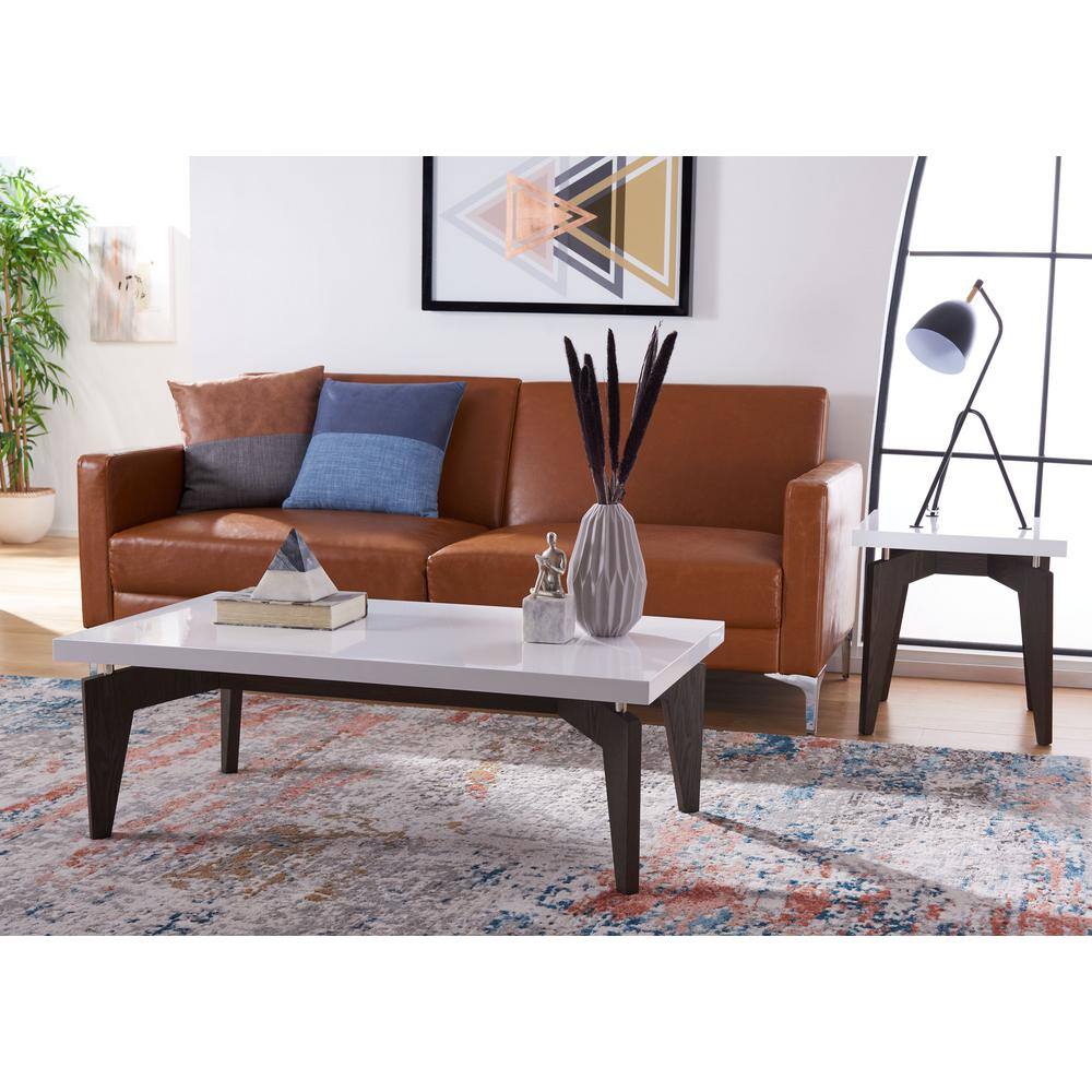 43'' Transitional Floating Top Coffee Table in White & Dark Brown