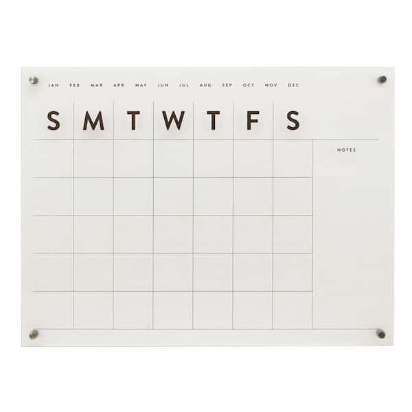 24 in. W x 18 in. H Clear Reusable Acrylic Monthly Calendar for Wall