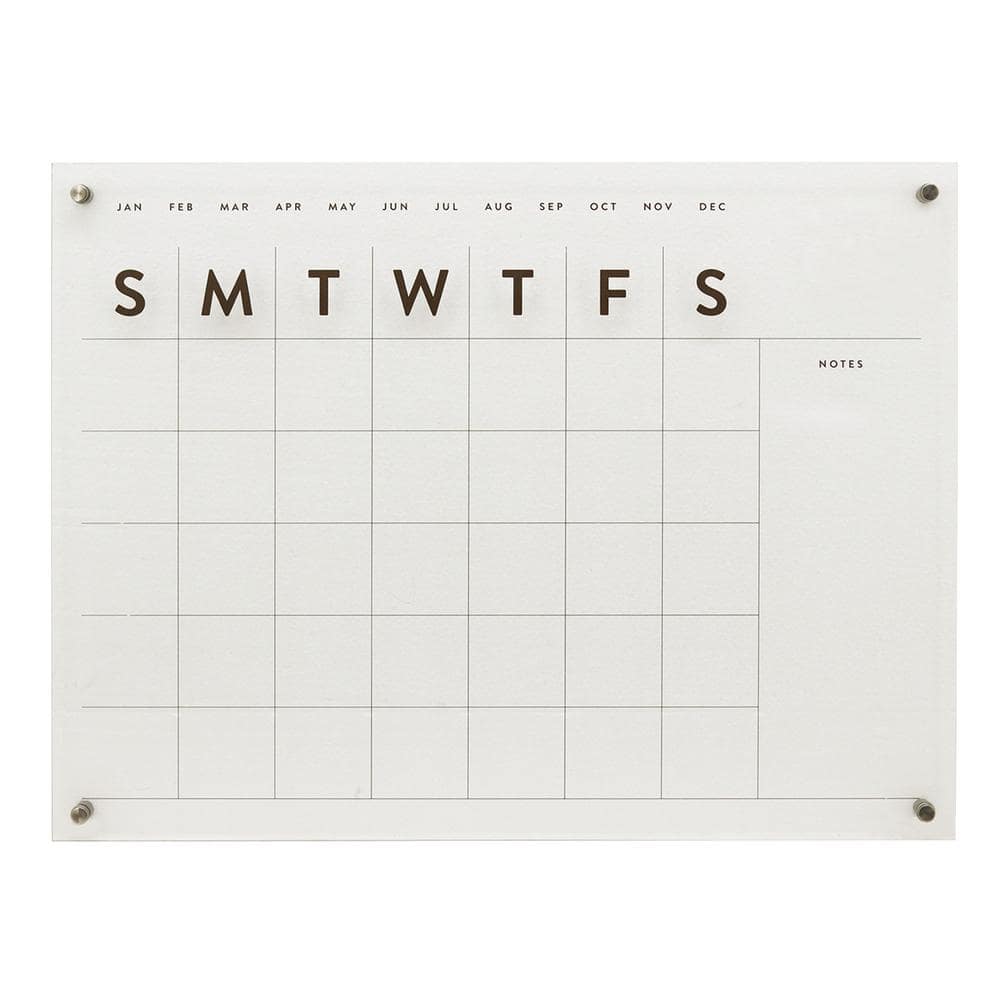 Creekview Home Emporium 17.3 x 26in Acrylic Dry Erase Calendar and Chalk  Markers 
