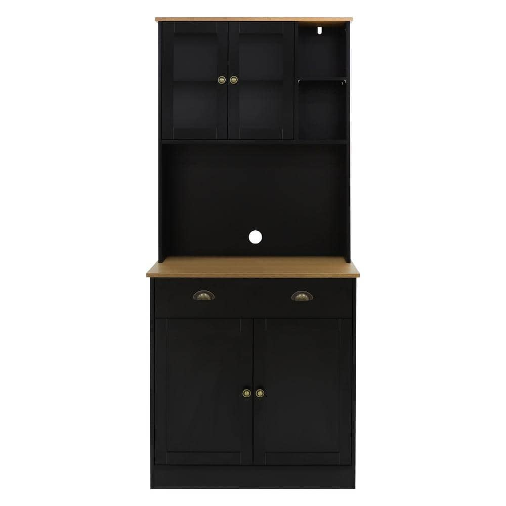 Reviews for VEIKOUS 72 in. H Black Freestanding Kitchen Pantry Hutch ...