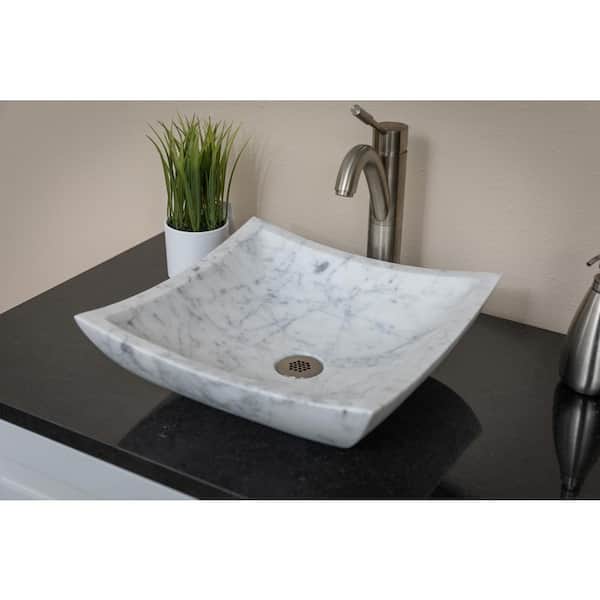Eden Bath Square Deep Zen Sink in Carrara Marble EB_S041CW-P