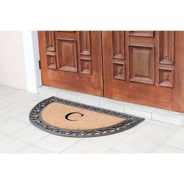 1'5 x 2'5 Indoor/Outdoor Coir Doormat with Border Natural/Black -  Entryways