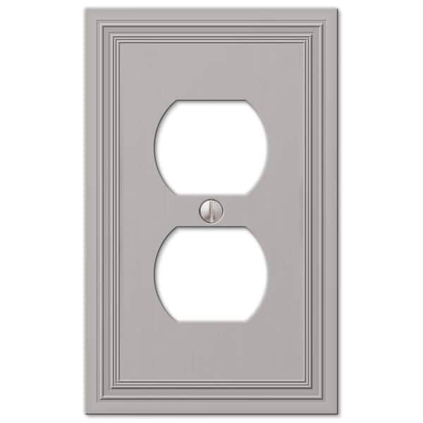 AMERELLE Hallcrest Satin Nickel 1-Gang Duplex Outlet Metal Wall Plate (4-Pack)