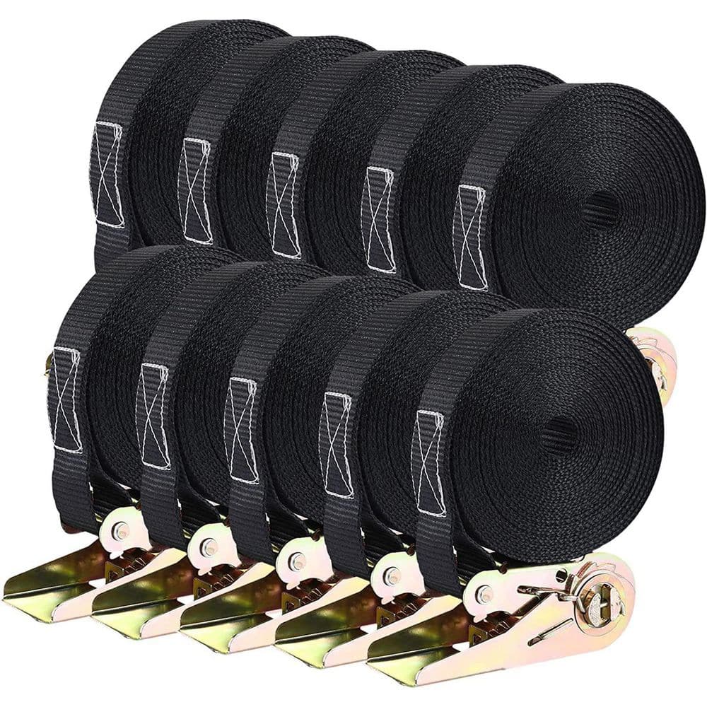 20 ft. x 1 in. Sturdy Metal Buckle Ratchet Tie Down Strap No Hook Endless Design for Motorcycle Trailer 10-Pack price history on PriceWatchPro