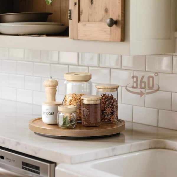 10 in. Acacia Wood Lazy Susan Turntable Organizer Natural Finish