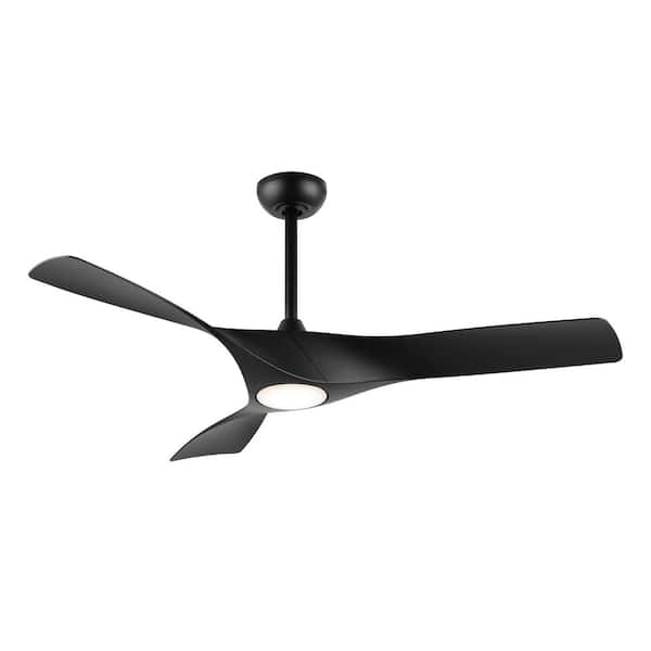WINGBO 52 in. Matte Black Indoor Ceiling Fan with LED Lights and Remote DC Ceiling Fan