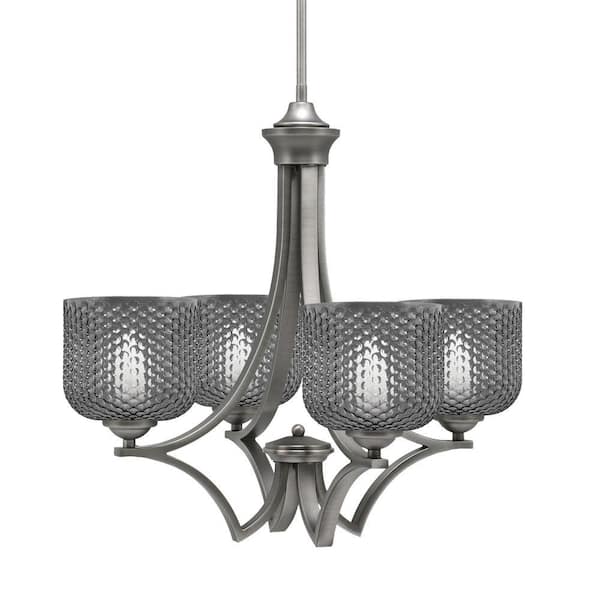 Cleveland 21.75 in. 4-Light Graphite Chandelier Light with 6 in